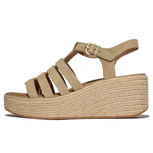 FITFLOP Women's Platfforms Espadrille Suede Fisherman Wedge Cappuccino Sandals (A5J-923)