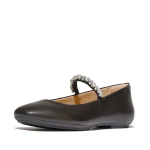 FITFLOP Women's Delicato Pearls-And-Crystal Leather Ballet Flats (A0Q)