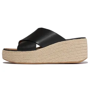 FITFLOP Women's Platfforms Espadrille Leather Wedge Cross Slides (A5K)
