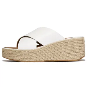 FITFLOP Women's Platfforms Espadrille Leather Wedge Cross Slides (A5K)
