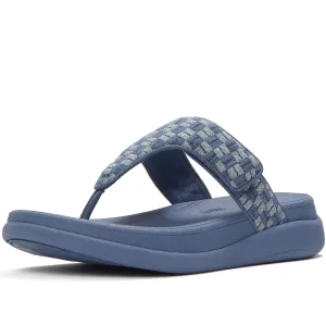 FITFLOP Women's F-Mode Go Adjustable Checkerboard-Denim Toe-Post Sandals (A1G)