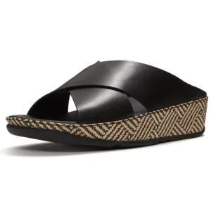 FITFLOP Lulu Lux Graphic-Weave Leather Cross Slides (A4P)