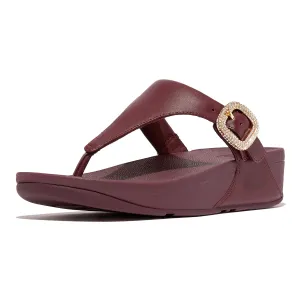 FITFLOP Women's Lulu Crystal-Buckle Leather Toe-Post Sandals (HN9)