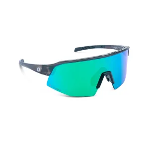 OPTIC NERVE FixieSLICE Crystal Gray with Smoke Lens Green Mirror Sunglasses (22807)
