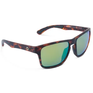 OPTIC NERVE Unisex Rumble Matte Tortoise Frame with Polarized Amber Lens Green Mirror Sunglasses (22818)