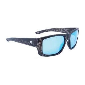 OPTIC NERVE Caddo Matte Gray Tortuga Sunglasses with Hydroglare Polarized Smoke Lens Ice Blue Mirror (22873)