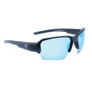OPTIC NERVE Unisex Durango Matte Black Sport Sunglasses with Hydroglare Polarized Smoke Lens Ice Blue Mirror (22869)