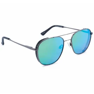 OPTIC NERVE Unisex Palisade Matte Gunmetal/Matte Black Metal Sunglasses with Polarized Smoke Lens Green Mirror (22829)