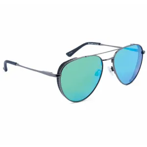 OPTIC NERVE Unisex Shakedown Matte Gunmetal/Matte Black Metal Sunglasses with Polarized Smoke Lens Green Mirror (22827)
