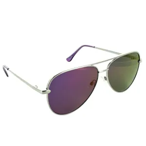 OPTIC NERVE Unisex Flatscreen Shiny Silver Frame with Smoke Lens/Purple Mirror Sunglasses (22710)