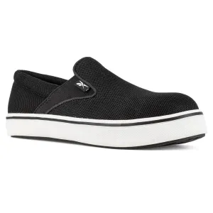 REEBOK Women's Comfortie Steel Toe Black/White Slip-On Work Shoes (RB725)
