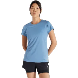 NEW BALANCE Women's Core Run Short Sleeve Blue Shirt (WT11205-HEB)