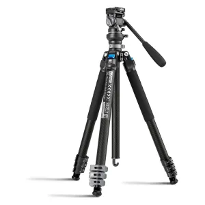 SIRUI L-Series One-Hand Control Mini Flip Lock Carbon Fiber Video Tripod Kit (L-224FL+KV-5)