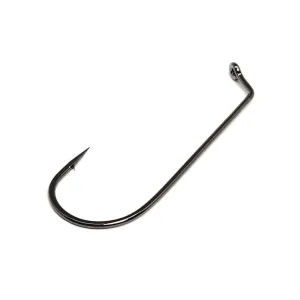 GAMAKATSU 25-Pack Jig 60 Round Bend Light Wire Flat Eye Size 3/0 NS Black Hooks (61413-25)