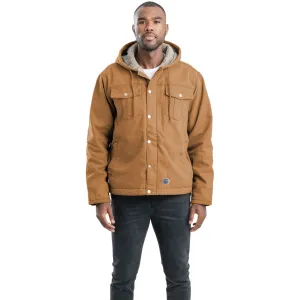 BERNE Men's Vintage Washed Sherpa-Lined Brown Hooded Jacket (HJ57BD)