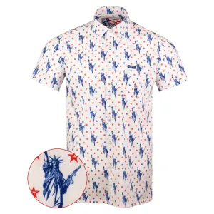 RETRO RIFLE Men's Lady Liberty Red/White/Blue Button Down Shirt (77149341)
