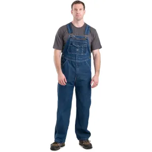 BERNE Men's Heritage Unlined Washed Denim Bib Stone Wash Dark Overall (B910SWD)
