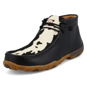 TWISTED X Women's Chukka Driving Moc Black/White Cowhide and Black Casual Shoes (WDM0164)