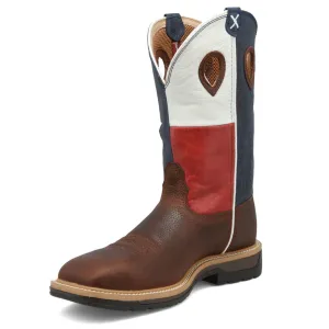 TWISTED X Men's 12in Western Steel Toe Brown/Texas Flag Work Boots (MLCS017)