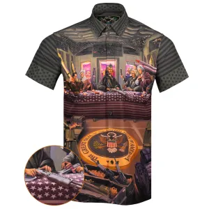 RETRO RIFLE Men's Feasting Fathers Button Down SS Shirt (19588741)
