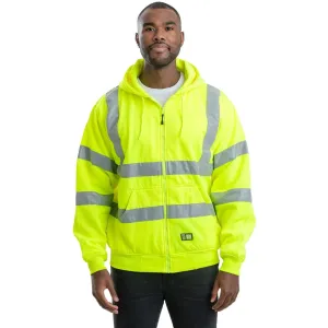 BERNE Men's Hi Vis Class 3 Yellow Thermal-Lined Hooded Sweatshirt (HVF021YW)