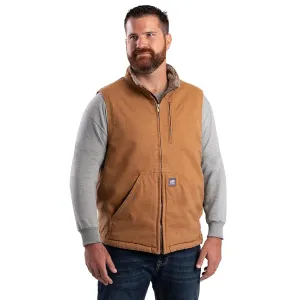 BERNE Men's Heartland Sherpa-Lined Washed Duck Vest (V818)