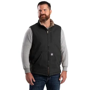 BERNE Men's Heartland Sherpa-Lined Washed Duck Vest (V818)