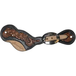 PROFESSIONAL'S CHOICE Black Floral Roughout M Ladies Spur Straps (3P9020BLA-M)