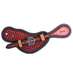 PROFESSIONAL'S CHOICE Men's Basket Weave Chestnut with Black Border Spur Straps (3P9016-M)