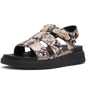FITFLOP Women's Gen-FF Snake Hazy Taupe/Black Fisherman Sandals (ABF-E37)