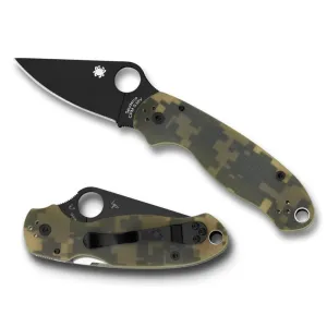 Spyderco Para 3 3" Folding Knife - Black DLC Plain Edge - G-10 Digi Camo