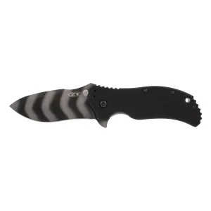Zero Tolerance ZT 0350TS Folding Knife - Drop Point Recurve - 3.25" Plain Edge - Black/Tiger Stripe