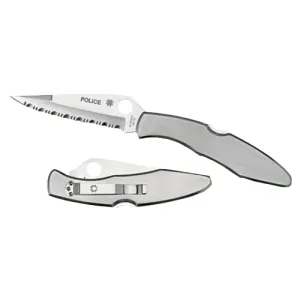 Spyderco Police 4 Lightweight 4.3" Folding Knife - Serrated Edge - Stainless