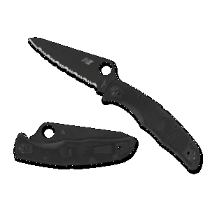 Spyderco Pacific Salt 2 FRN Serrated Folding Knife - Black/Black