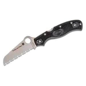 Spyderco Rescue 3 Lightweight Thin Blue Line Serrated Folding Knife