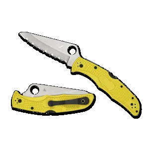 Spyderco Pacific Salt 2 FRN Serrated Folding Knife - Yellow