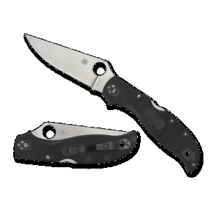 Spyderco Strech 2 XL 3.92" Full Serrated Folding Knife - Stainless / Black FRN