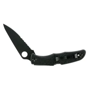 Spyderco Endura 4 Tactical 3.75" Folding Knife - Half Serrated - Black