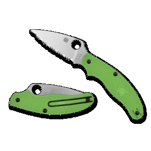 Spyderco UK Penknife Salt Plain Edge Folding Knife - Green