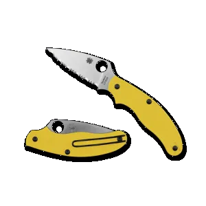 Spyderco UK Penknife Salt Plain Edge Folding Knife - Yellow
