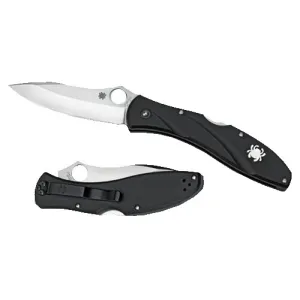 Spyderco Centofante 3 3.14" Folding Knife - Drop Point Plain - Black FRN