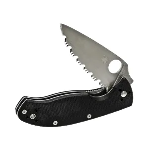 Spyderco Tenacious 3.375" Folding Knife - Serrated Edge - G10 Black