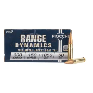 Fiocchi 300 Blackout 150gr Full Metal Jacket Boat Tail Ammo - Box of 50