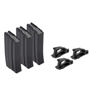 D&H Industries Aluminum 5.56 NATO 20 Round Magazine - Magpul Follower - Black - 3 Pack with Magpul USGI Ranger Plate - Pack