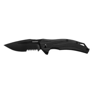 Kershaw Lateral Folding Knife 3.1" Drop Point Recurve Blade - Black, Serrated