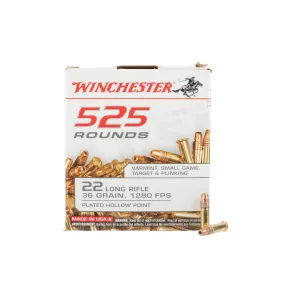 Winchester USA White Box .22lr 36gr HP Ammo - Box of 525