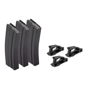 D&H Industries Aluminum 5.56 NATO 30 Round Magazine - Magpul Follower - Black  - 3 Pack with Magpul USGI Ranger Plate - Pack
