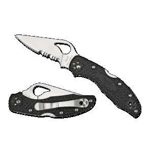 Spyderco Meadowlark 2 Satin Combo Drop Point Blade FRN Gray Handle