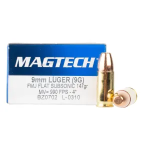 Magtech Range and Training 9mm 147gr FMJ Subsonic Ammo - Box of 50