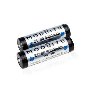 Modlite 21700 5000mAh Protected Button Top Cell Battery - Pack of 2